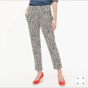 J.Crew Leopard Print Linen-Cotton Drawstring Pant